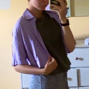 Purple collared button down cropped shirt, size small from SHEIN